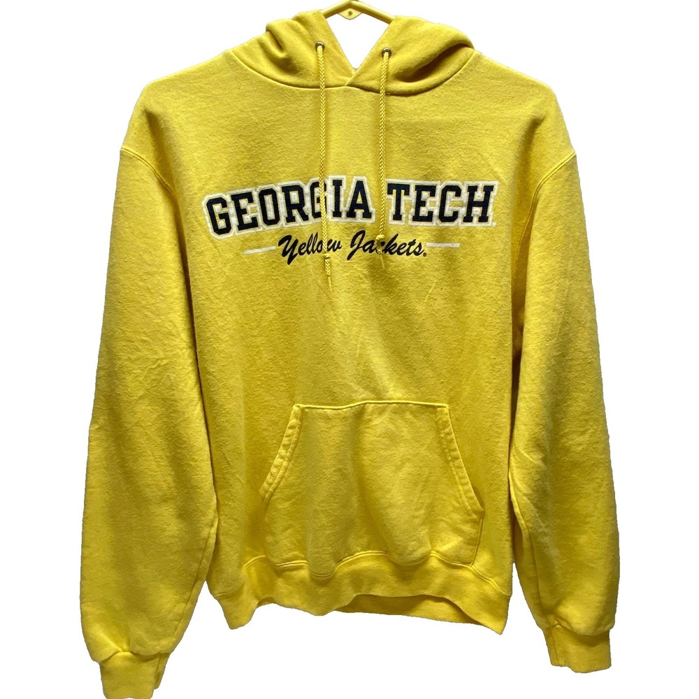 Vintage Champion Georgia Tech Hoodie Men's Small Wo's M Yellow 90's Fleece GUC‎